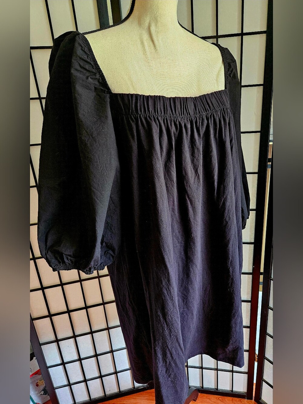 H&M XL Black Short Balloon -Sleeved Short Tunic Dress - Picture 2 of 5